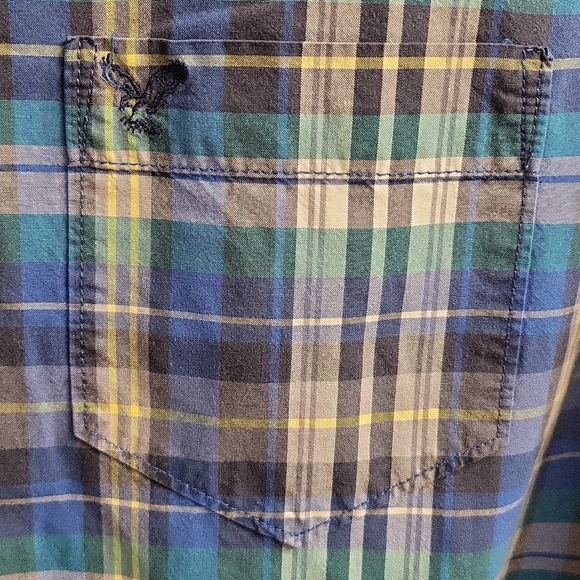 American Eagle Athletic Fit Plaid Button Down Shirt - Picture 4 of 7
